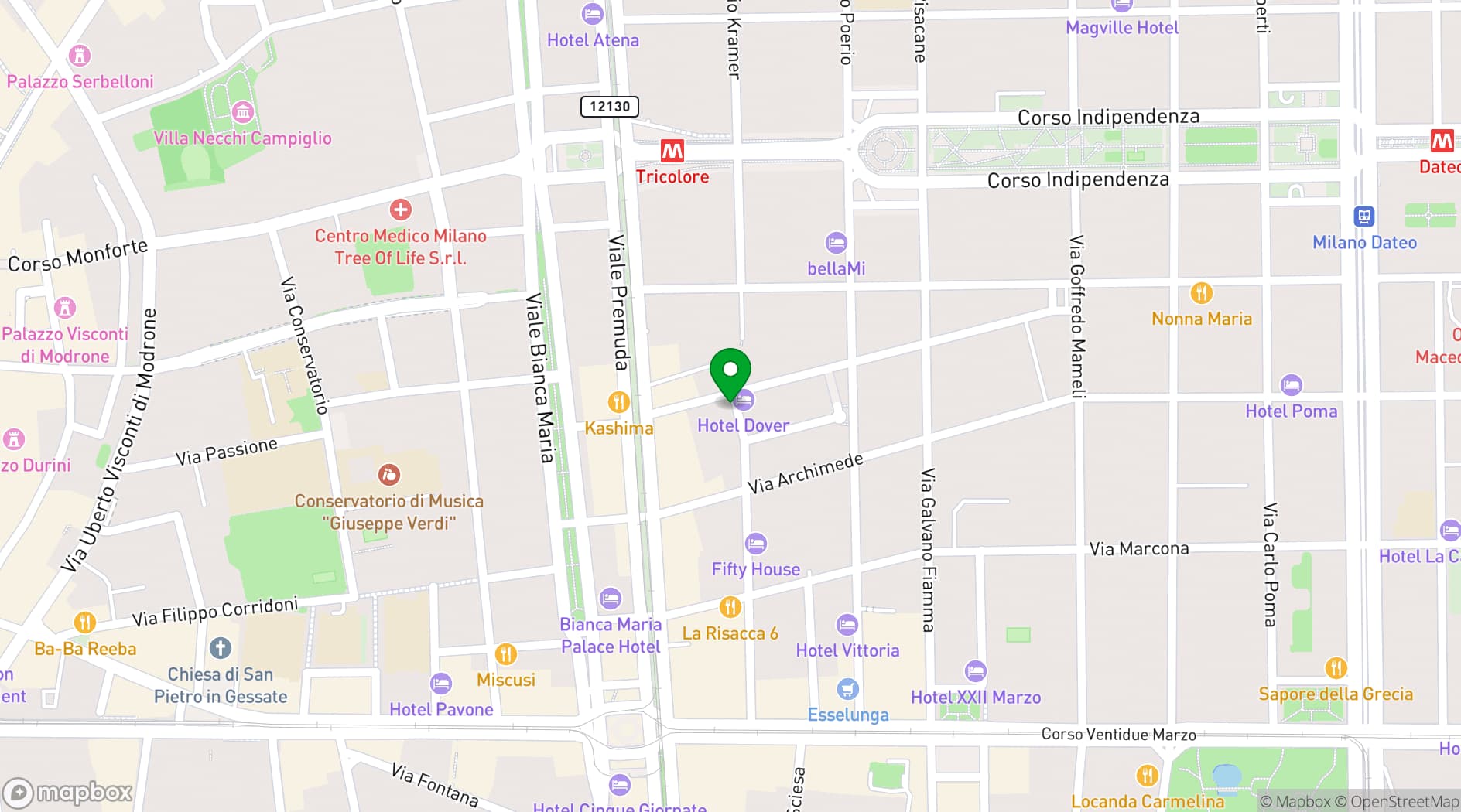 Map showing Giacomo Milano
