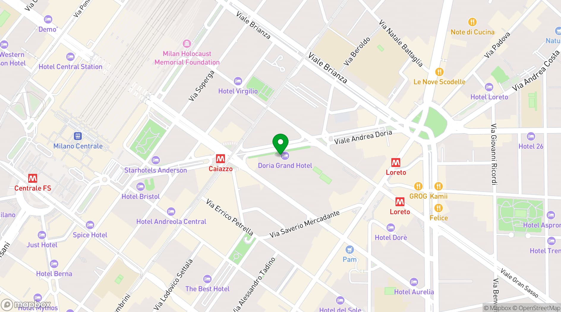 Map showing Doria Grand Hotel
