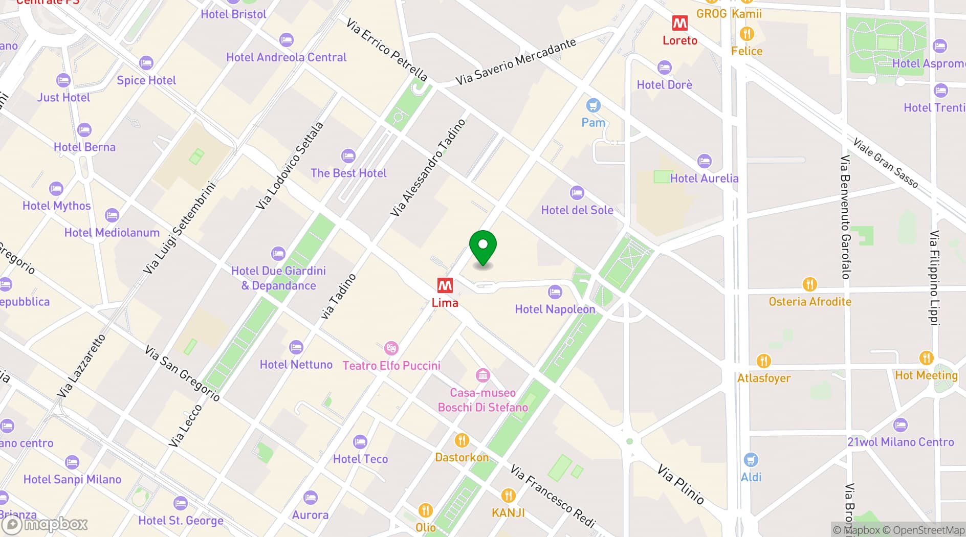 Map showing UNAHOTELS Galles Milano