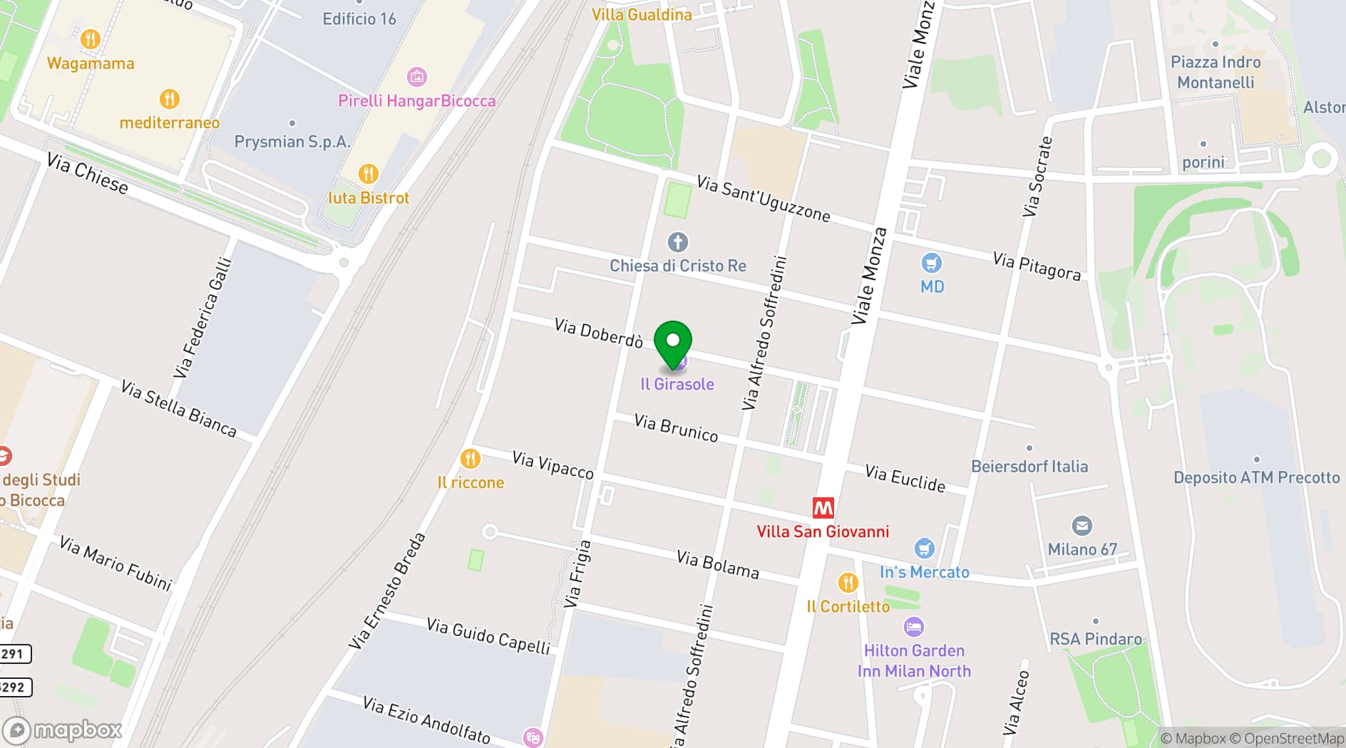 Map showing Hotel Il Girasole Milano