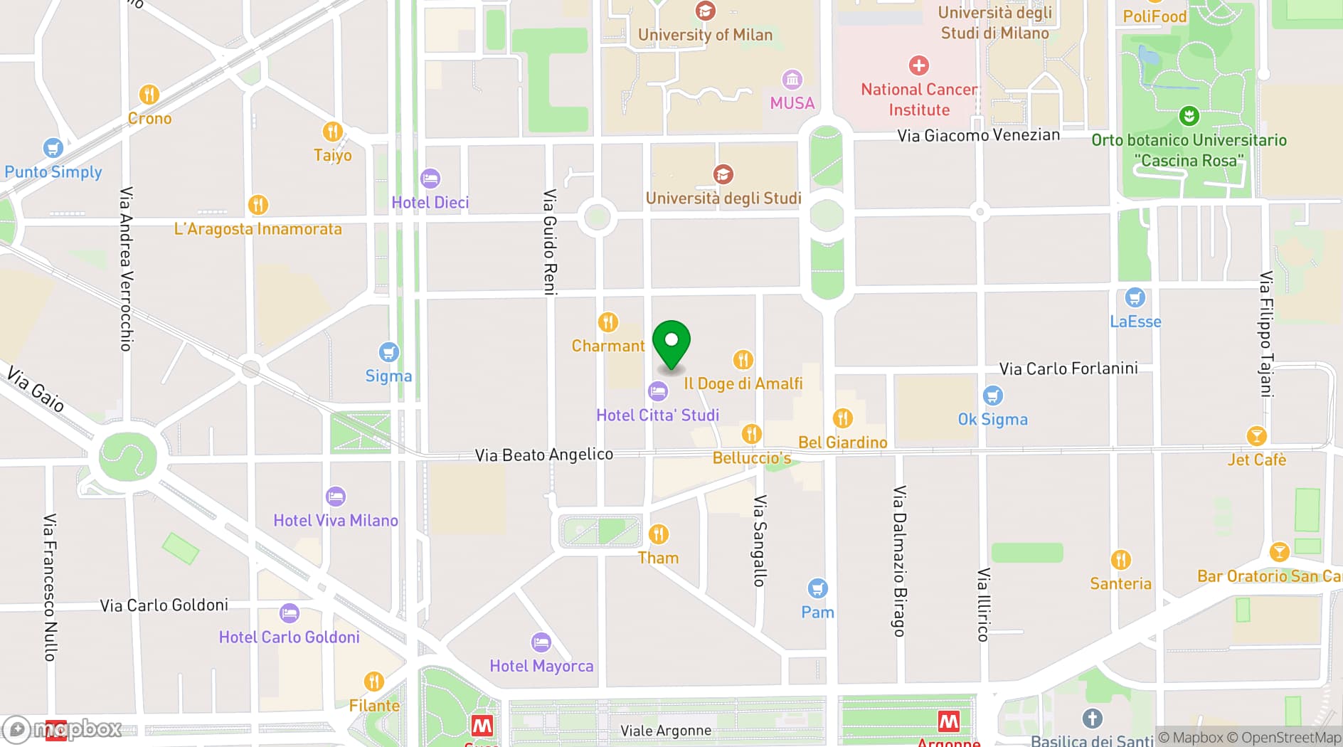 Map showing Hotel Città Studi