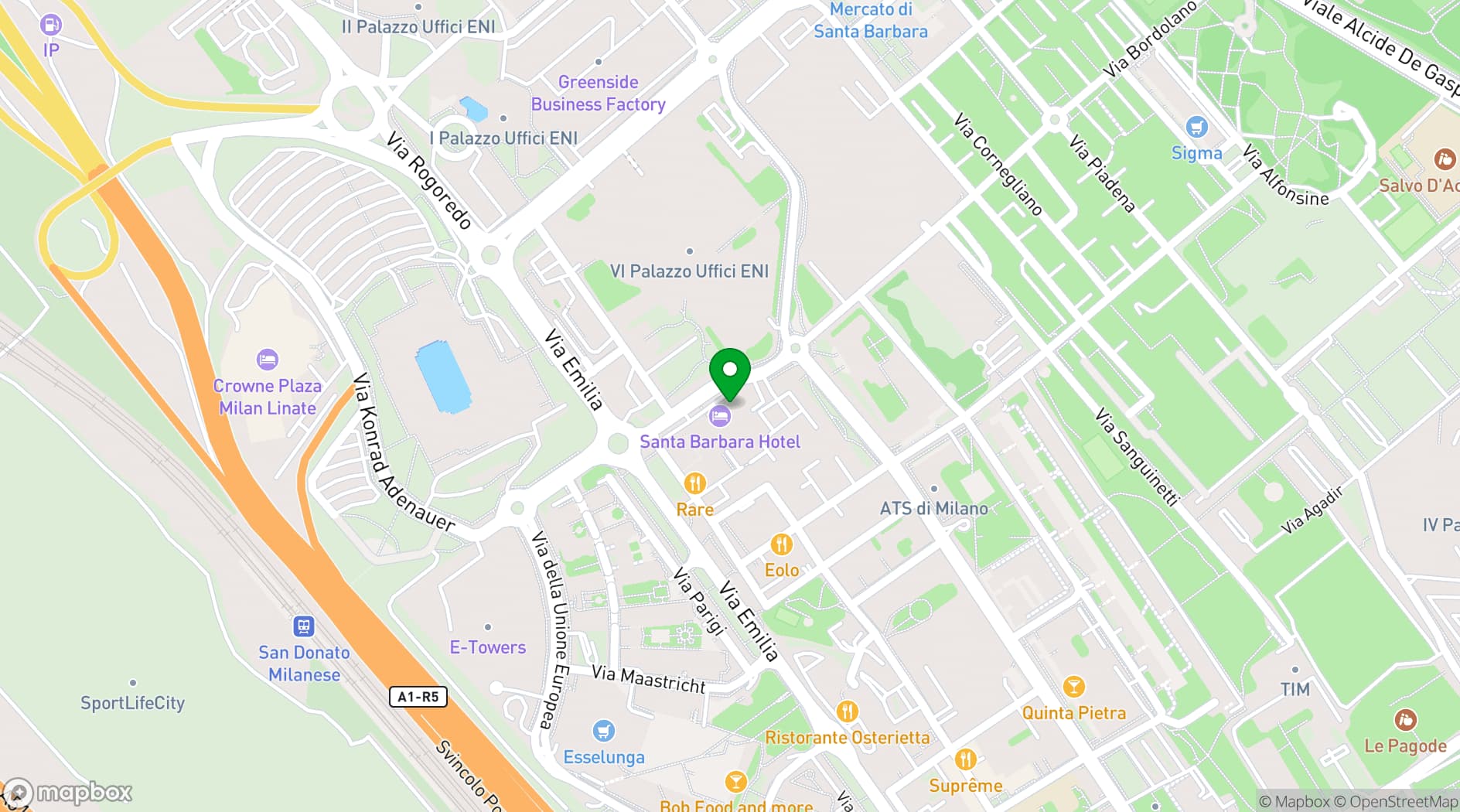 Map showing Hotel Santa Barbara