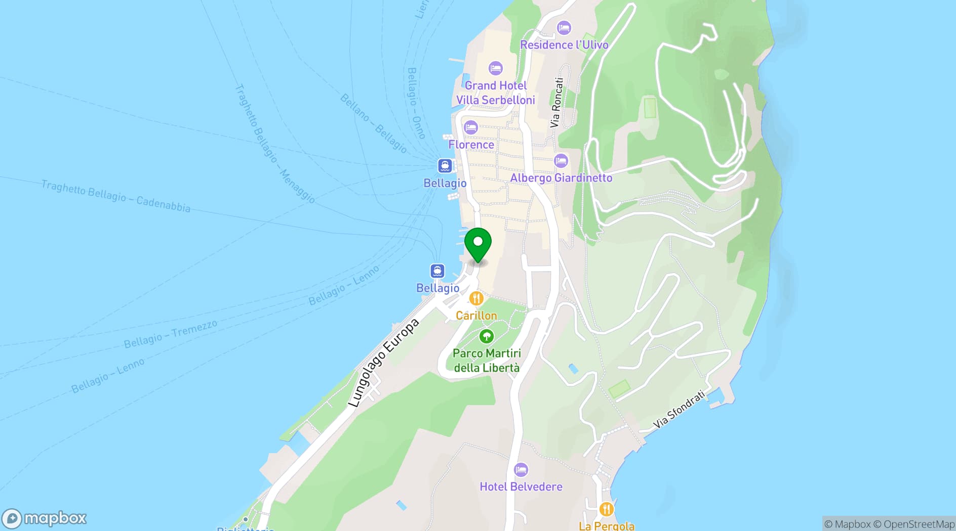 Map showing I Giardini di Villa Melzi