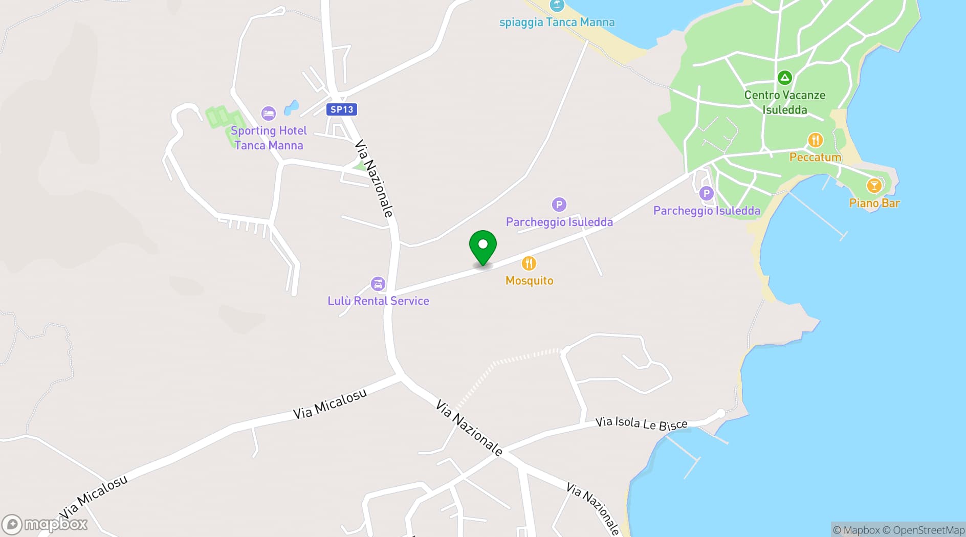Map showing Aethos Sardinia