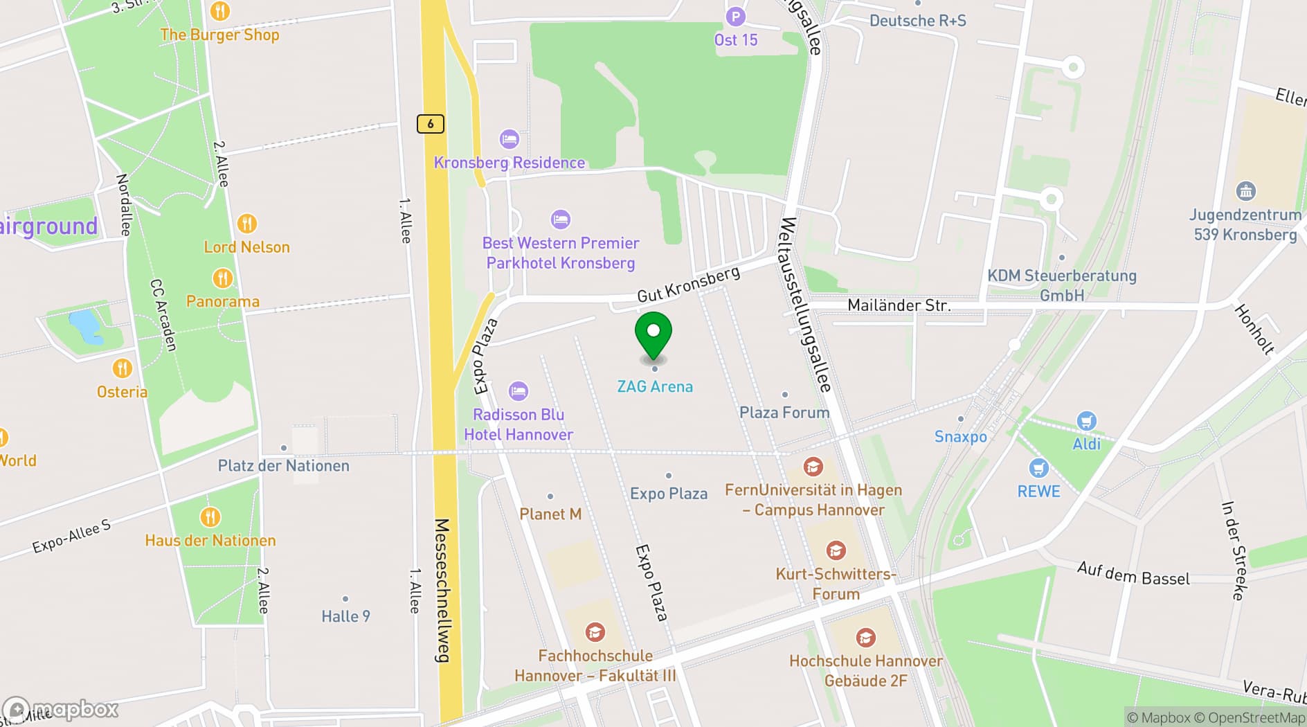 Map showing ZAG Arena