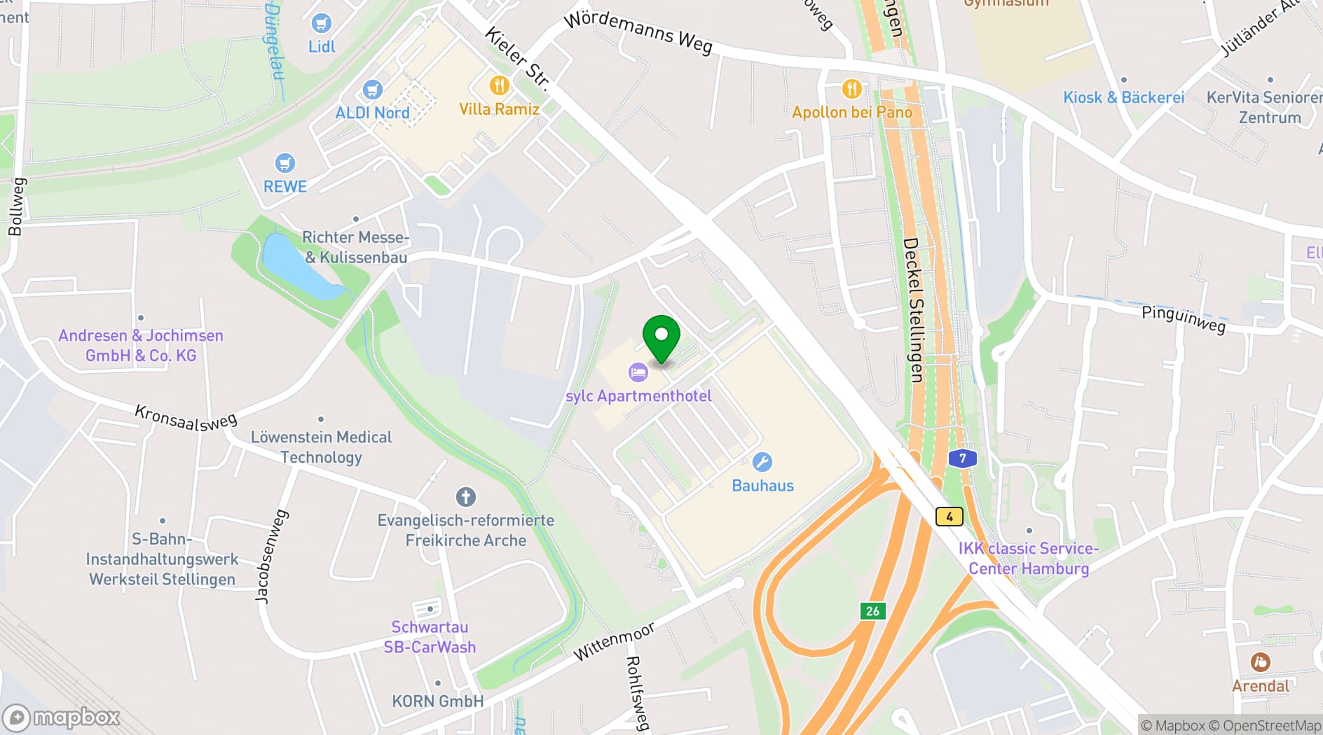 Map showing sylc. Apartmenthotel