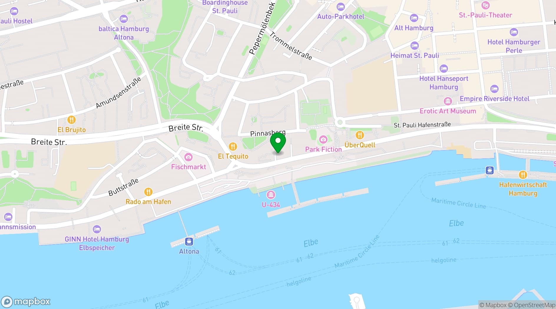Map showing Panorama Lounge Hamburg