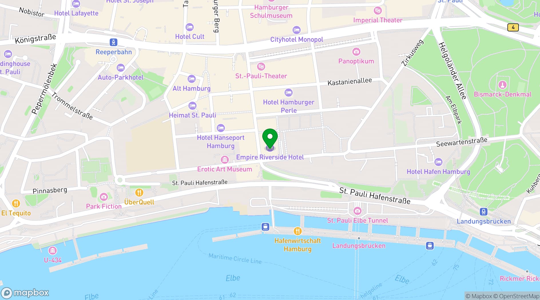 Map showing Empire Riverside Hotel