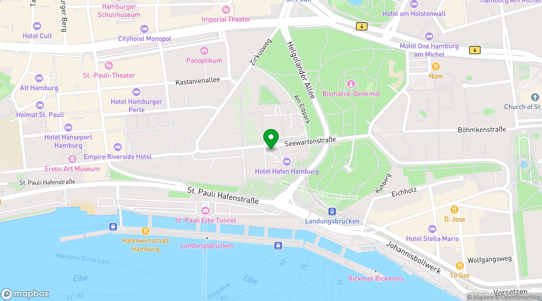 Map showing Hotel Hafen Hamburg