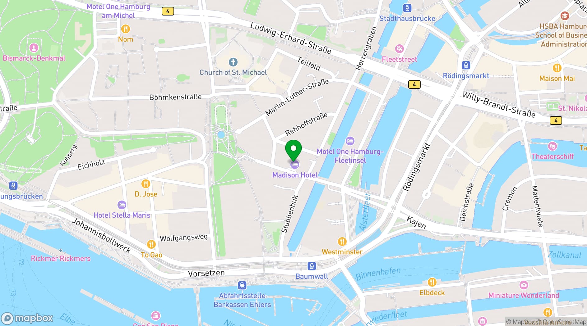 Map showing THE MADISON Business Hotel Hamburg