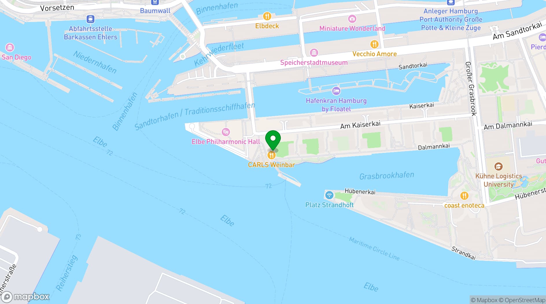 Map showing Elbphilharmonie