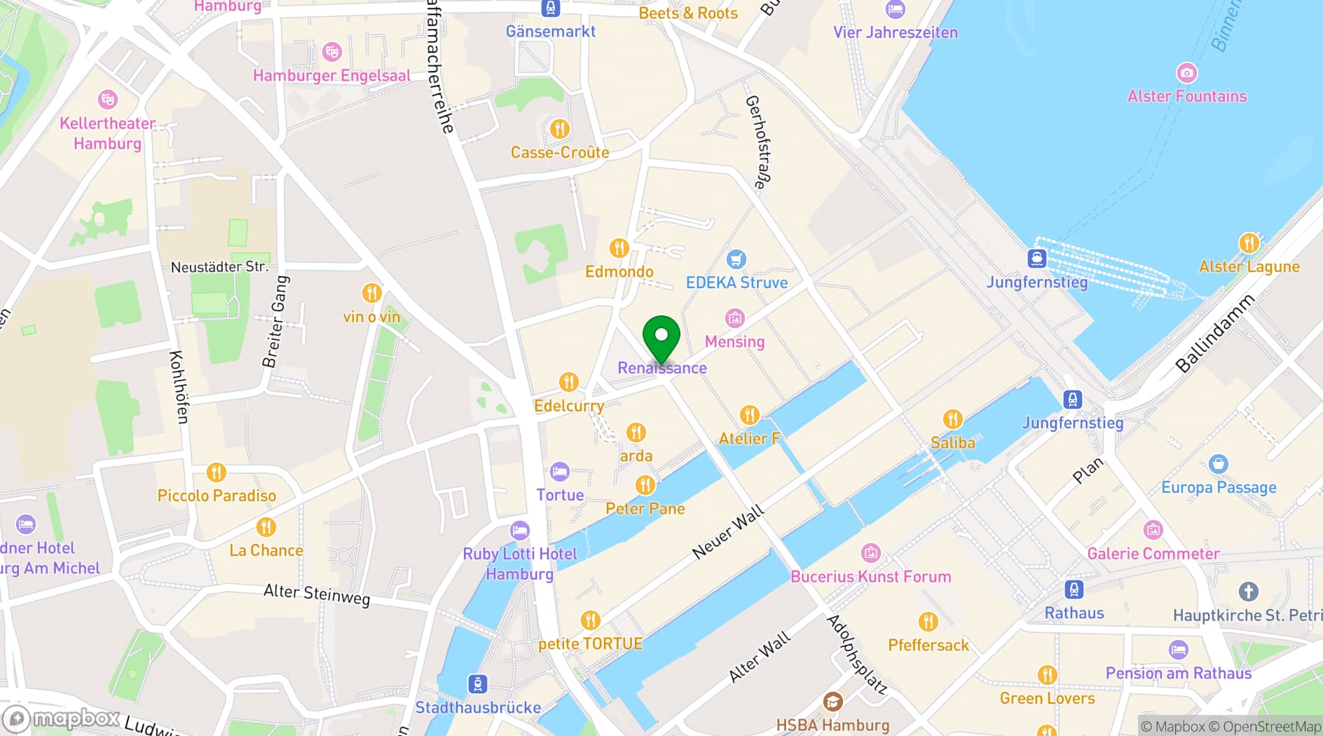 Map showing Renaissance Hamburg Hotel