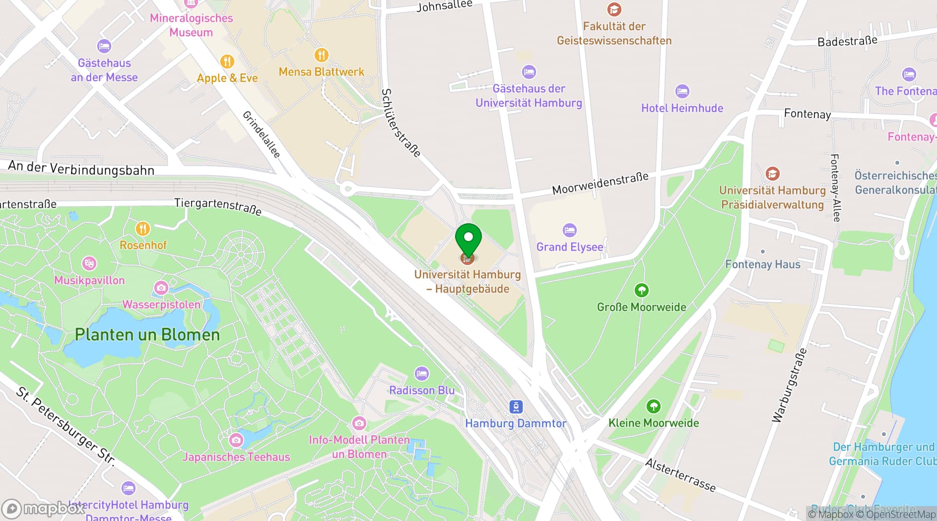 Map showing Universität Hamburg