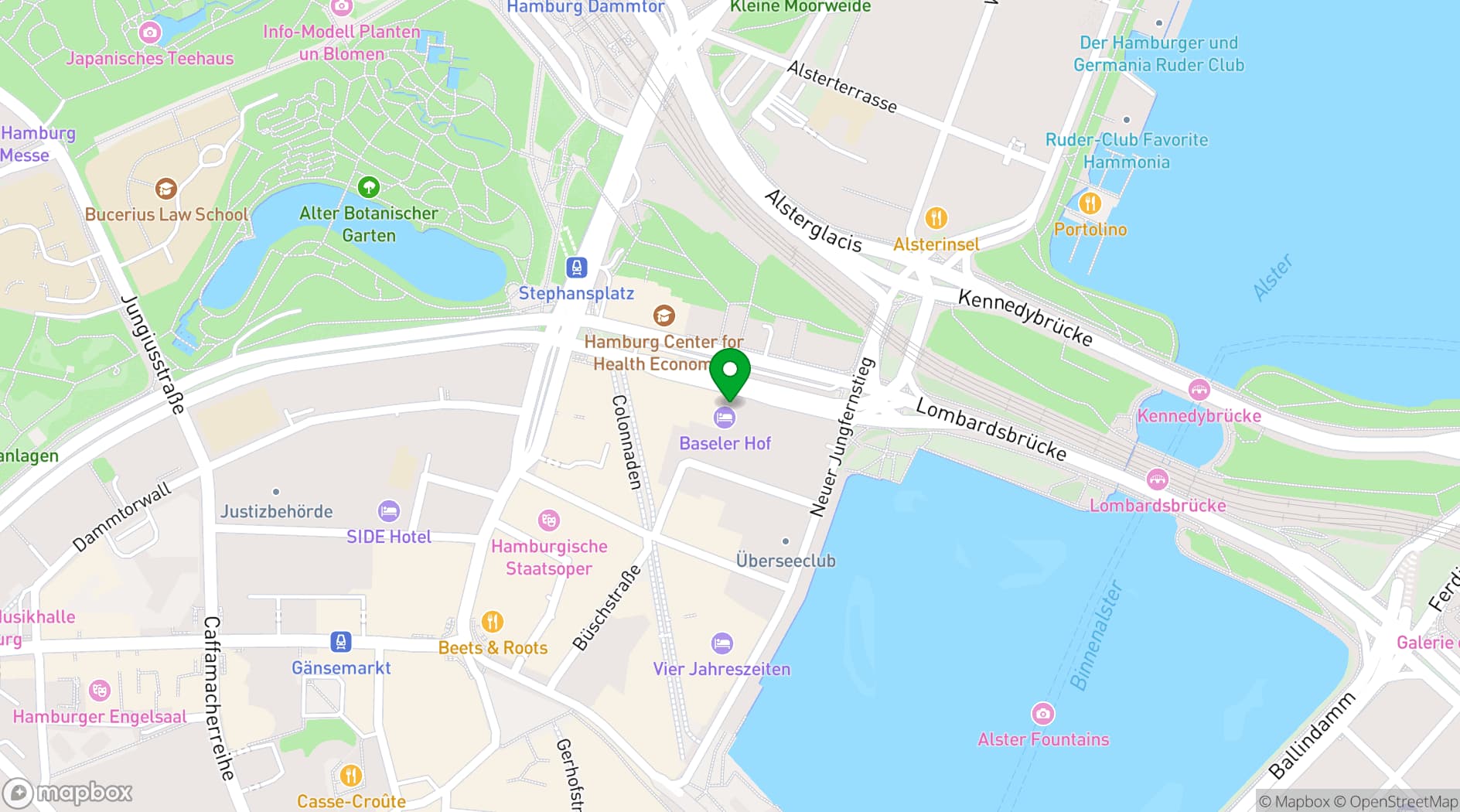 Map showing Kleinhuis Hotel Baseler Hof Hamburg