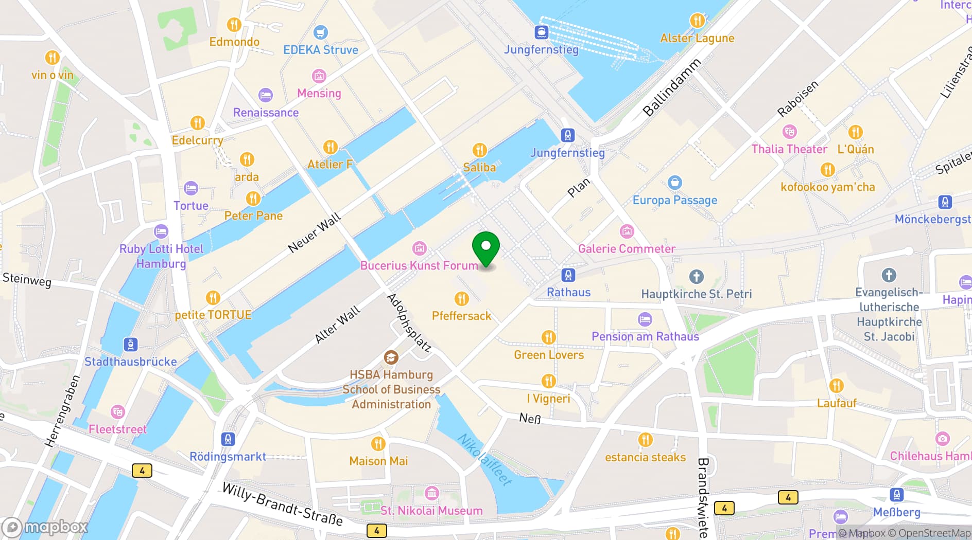 Map showing Hamburger Rathaus