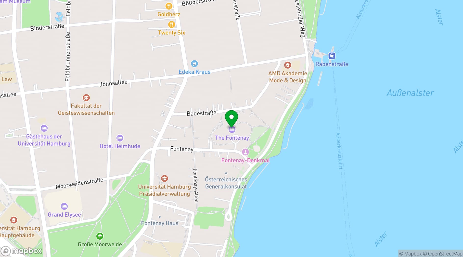 Map showing THE FONTENAY Hamburg