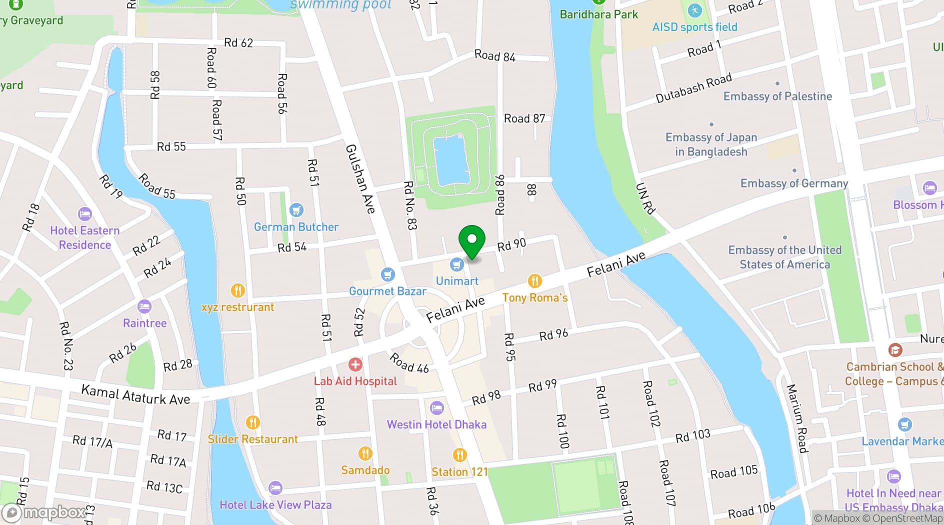 Map showing Hotel Bengal Blueberry