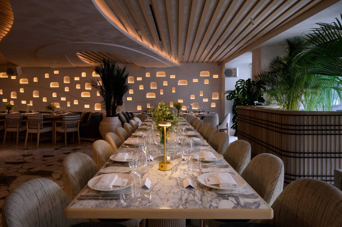 A long table set for a private dinner | Nammos London