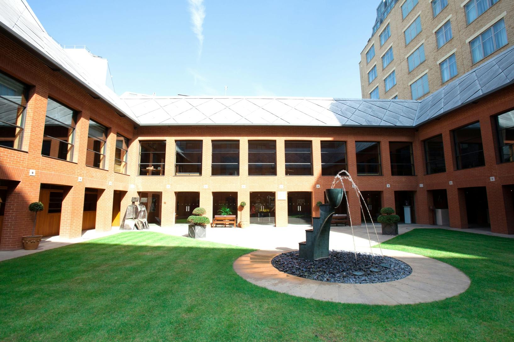 Outdoor courtyard at Haberdashers' Hall, ideal for networking events and receptions.