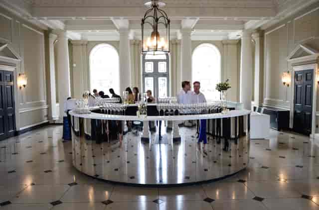 Seamen's Hall at Somerset House: elegant event space with modern bar for corporate gatherings.