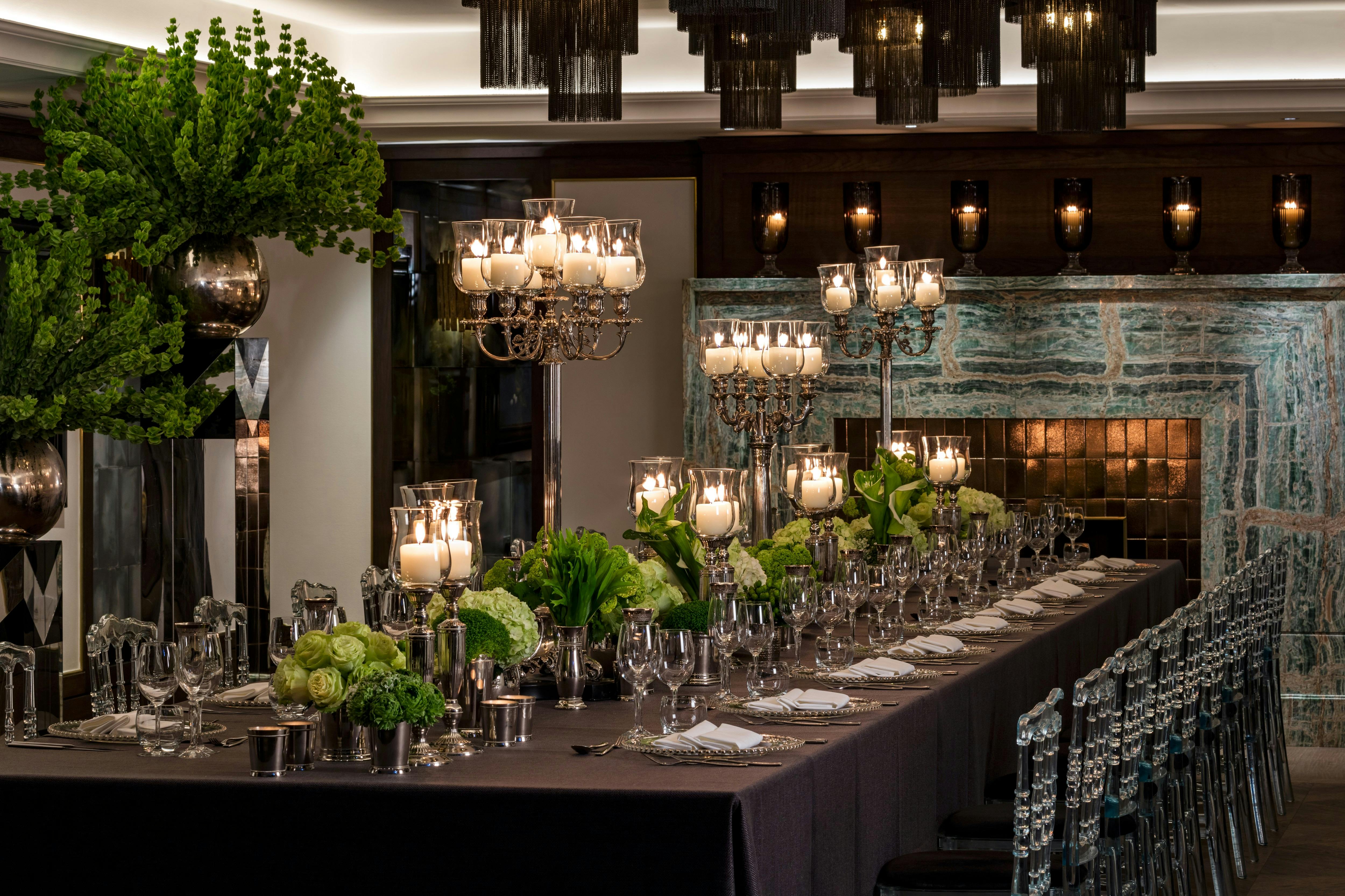 Elegant dining table in The May Fair Hotel for corporate events and galas.