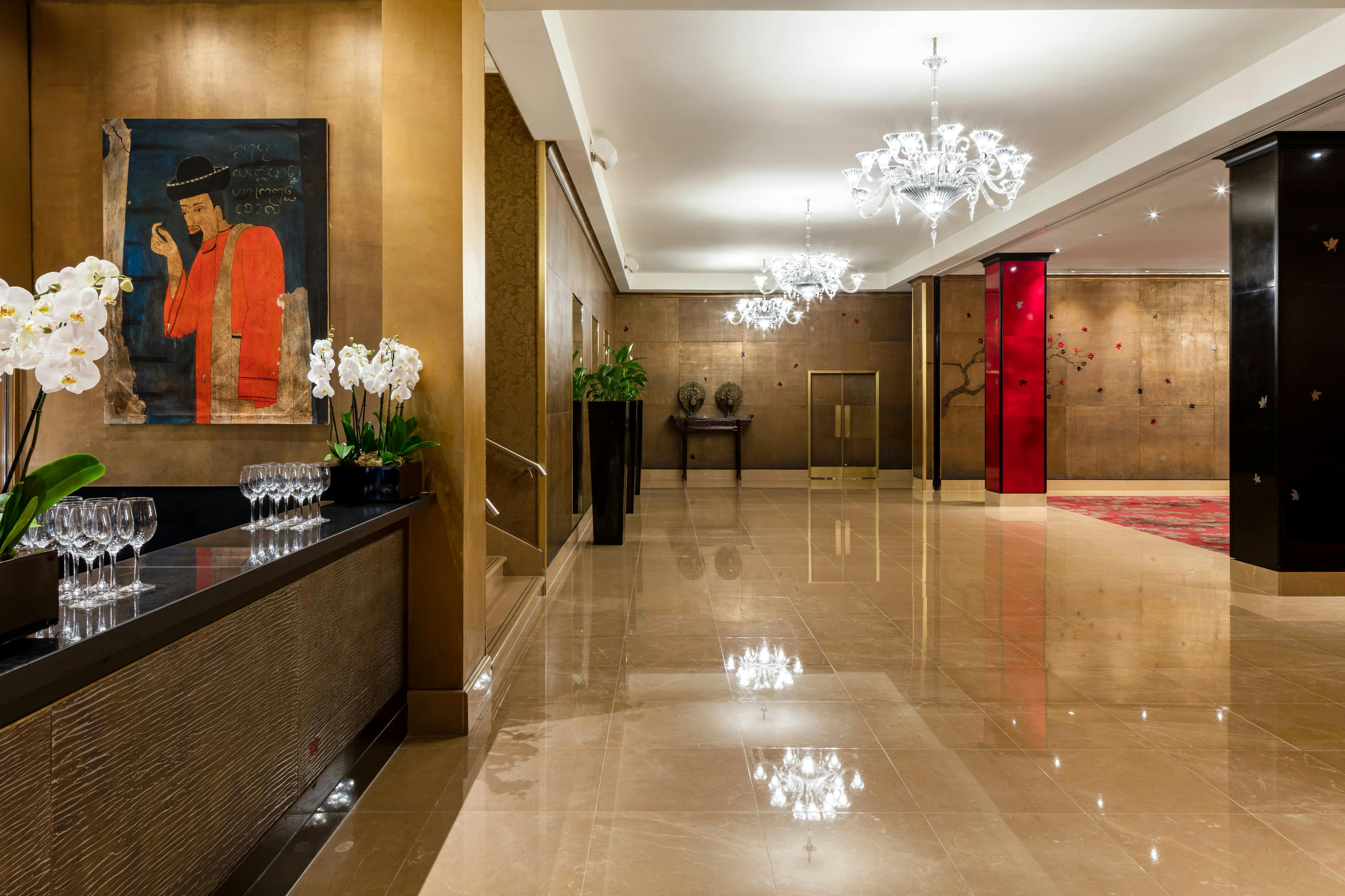 Elegant Crystal Room lobby at The May Fair Hotel, perfect for upscale events and receptions.