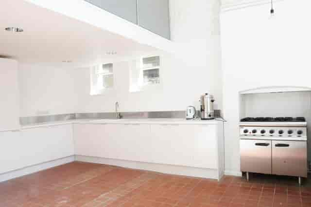 Modern kitchen in Saint Barnabas Dalston for efficient event catering and food preparation.