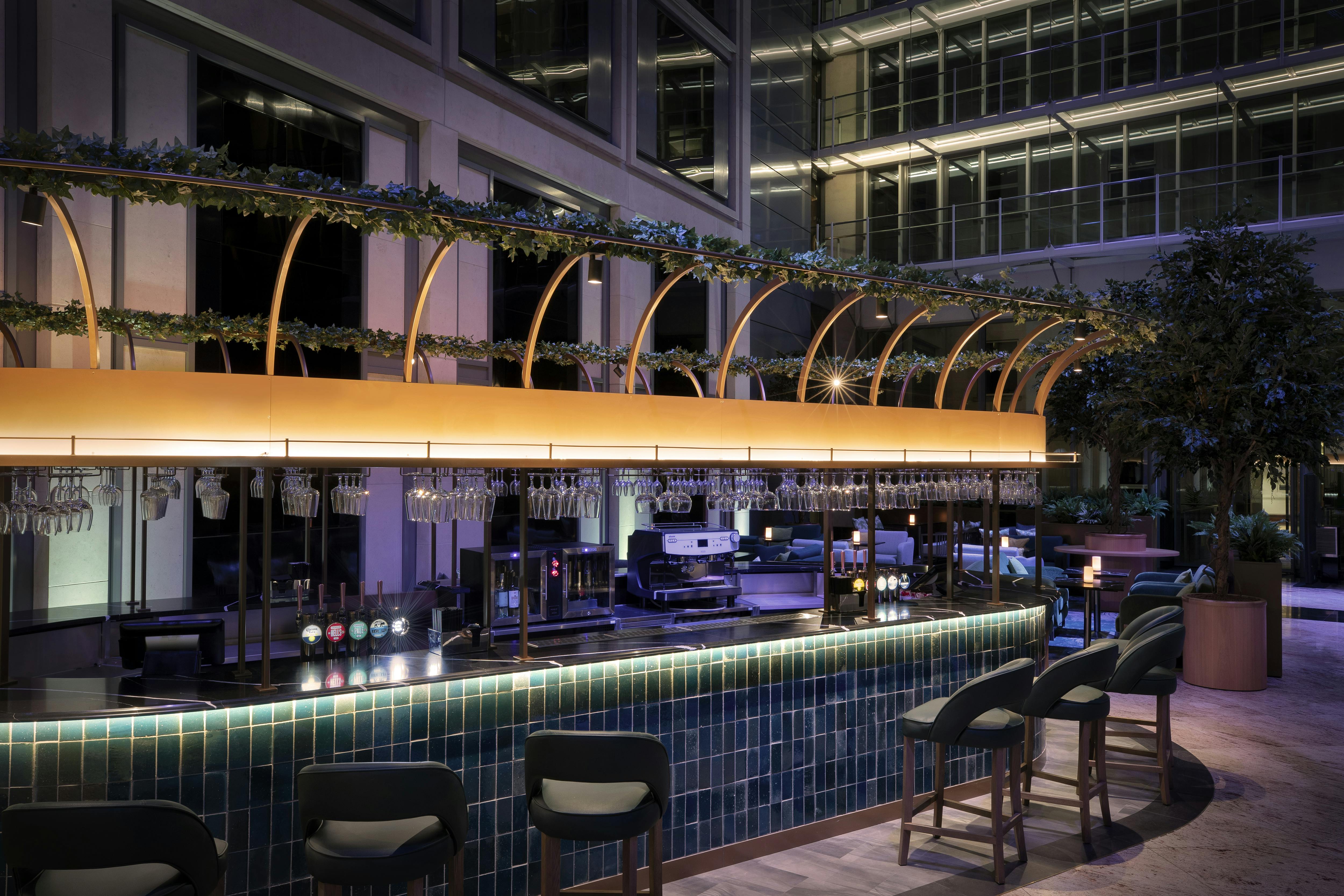 Churchill Suite bar at Leonardo Royal Hotel, ideal for networking and cocktail events.