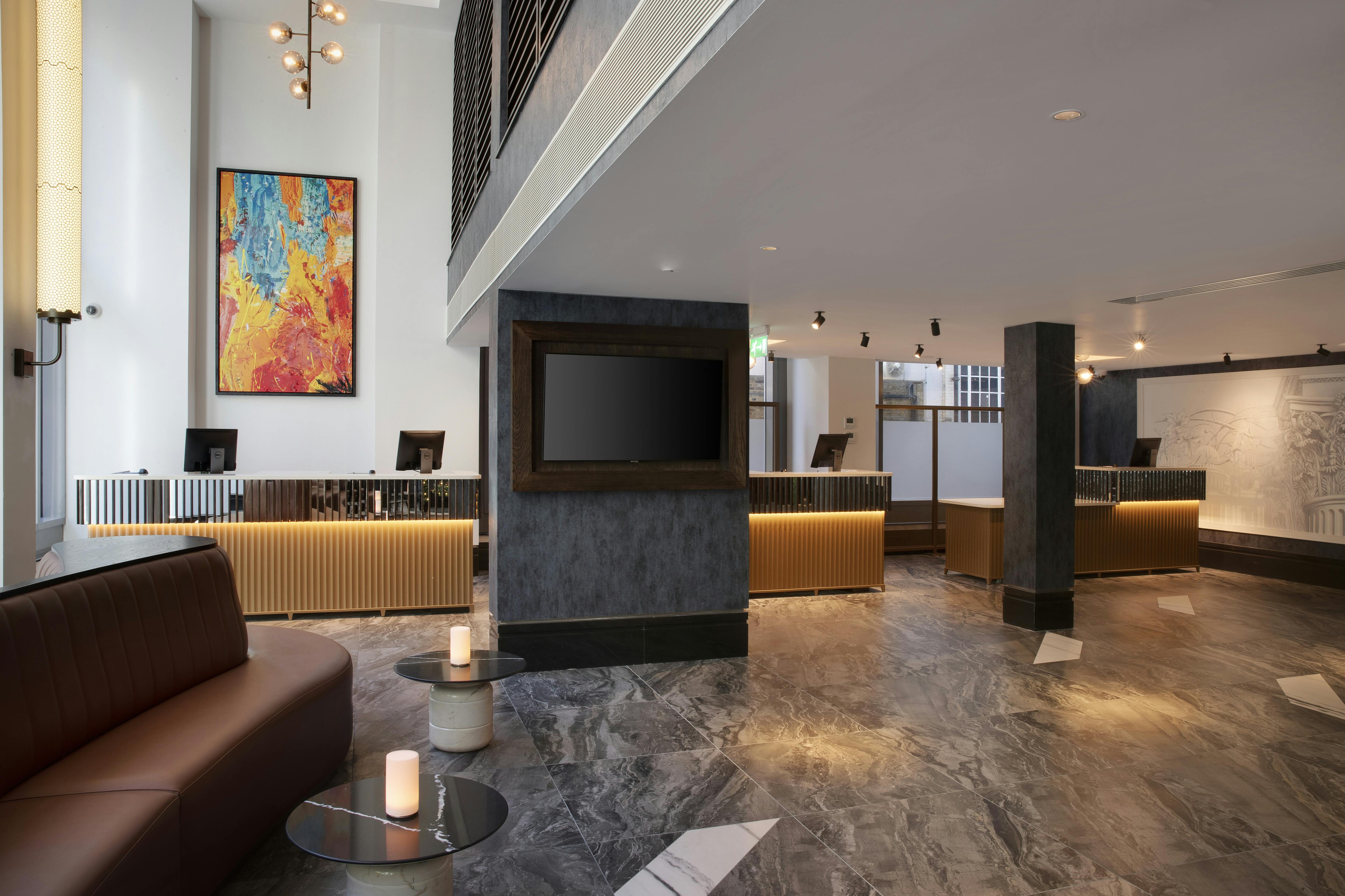 Churchill Suite lobby at Leonardo Royal Hotel, modern design for events and networking.