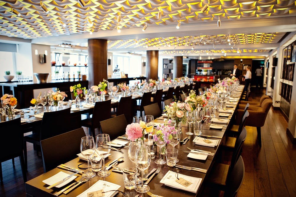 Elegant dining setup at Andaz Studio, perfect for corporate events and intimate gatherings.