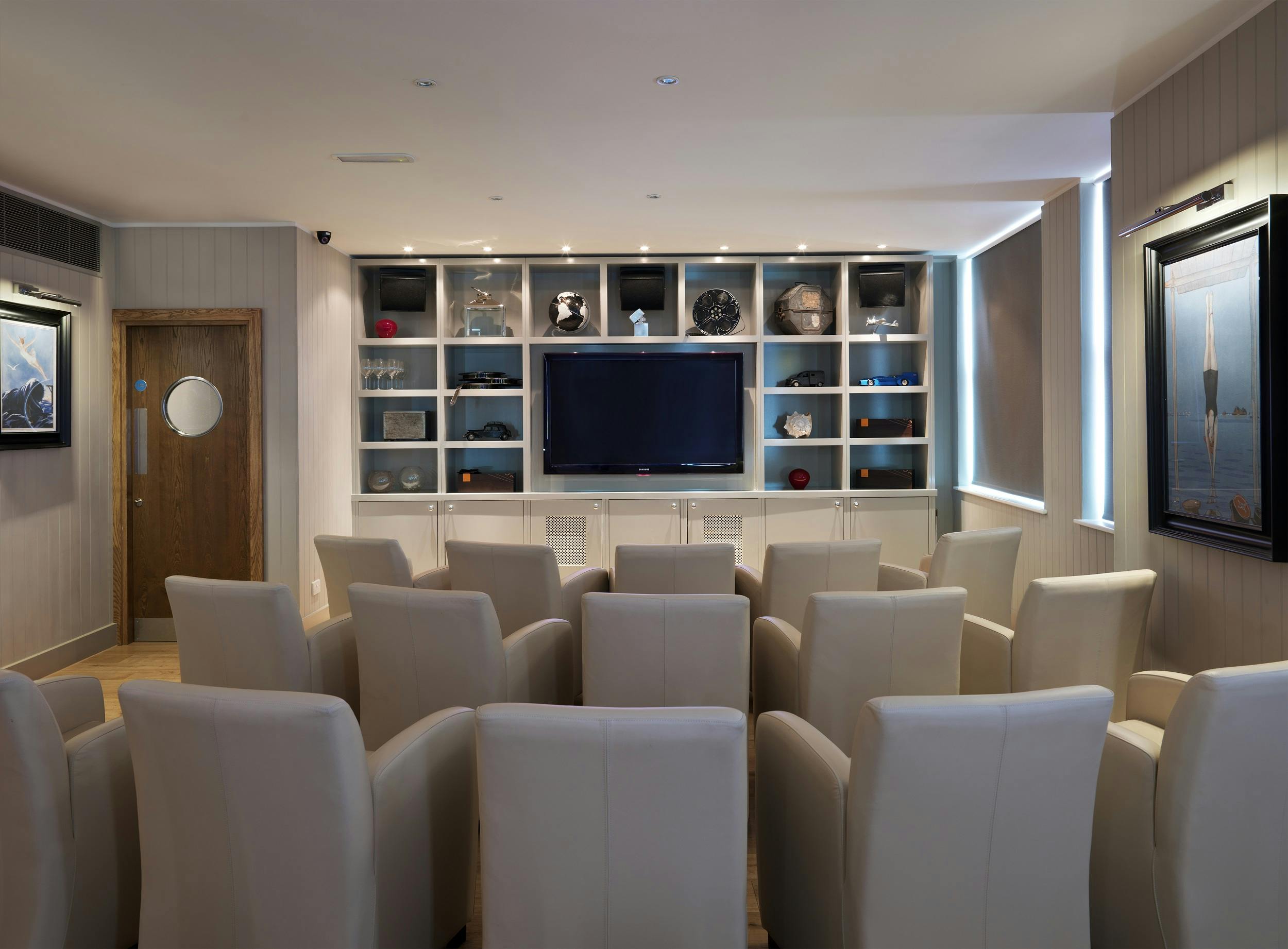 Private dining room at Albert's, featuring modern decor for corporate meetings and events.