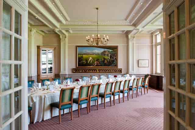 Elegant dining room at Lord's Cricket Ground, perfect for corporate events and gatherings.