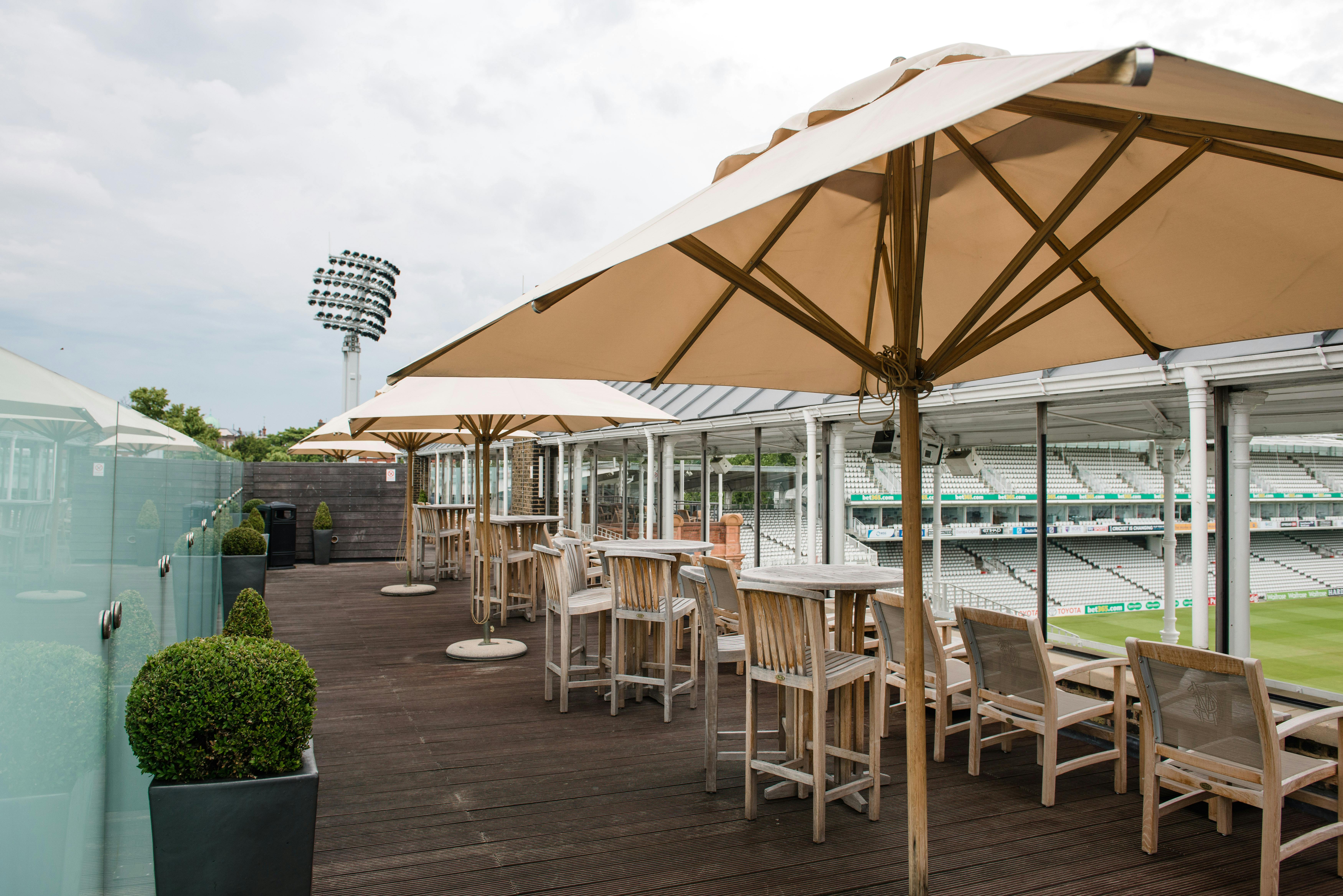 Pavilion Roof Terrace at Lord's Cricket Ground, ideal for corporate events and gatherings.
