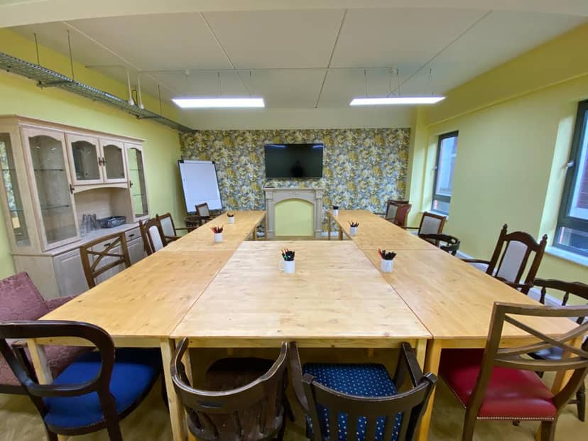 The Morning Room at Clockwork Edge St, featuring a long table, ideal for workshops and meetings.