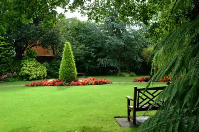 Barton Suite garden at Barton Grange Hotel, perfect for weddings and outdoor events.