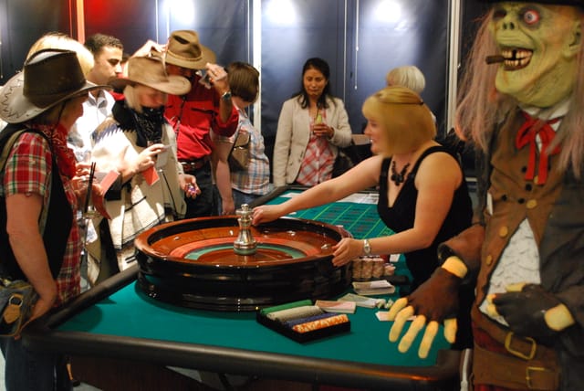 Caspian/Andaman casino event with guests at roulette table, ideal for corporate entertainment.