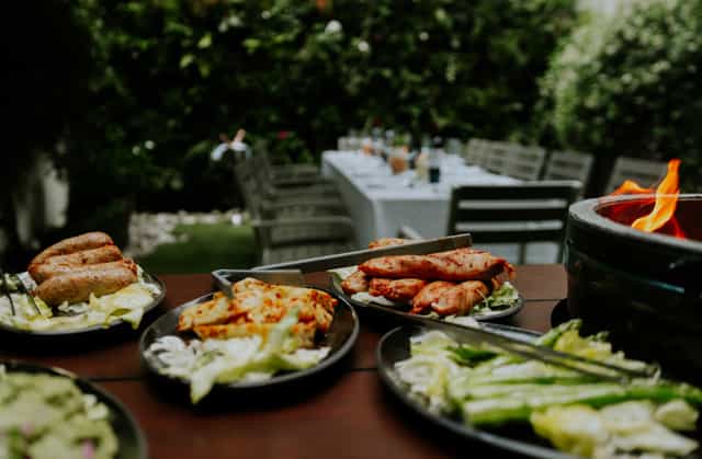 Outdoor dining setup at The Hyde Garden, perfect for corporate retreats and gatherings.