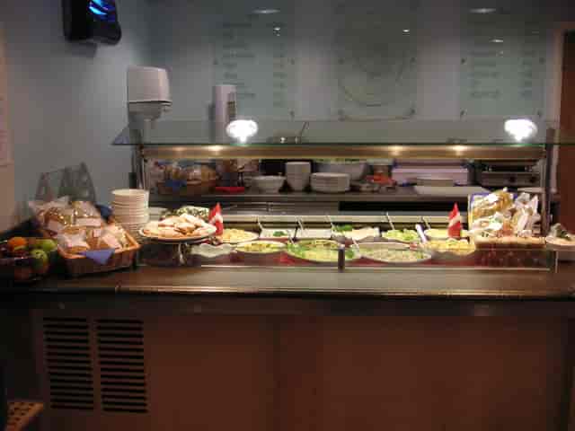 Buffet setup at Blue Cafe Bar with fresh salads in The Ark Conference Centre.