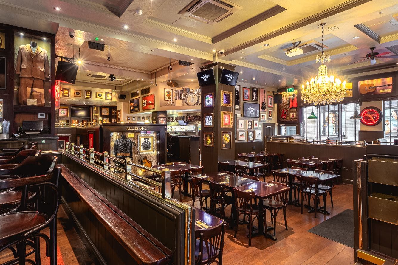 Full Venue Hire at Hard Rock Cafe London, vibrant space for events with eclectic decor.