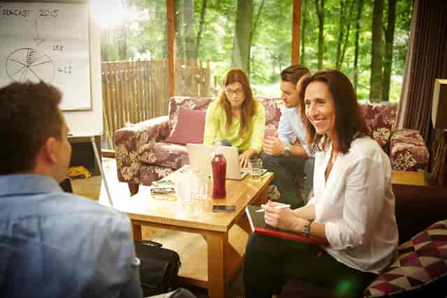 Forest Cabin meeting in Forest of Dean, fostering creativity for team-building retreats.