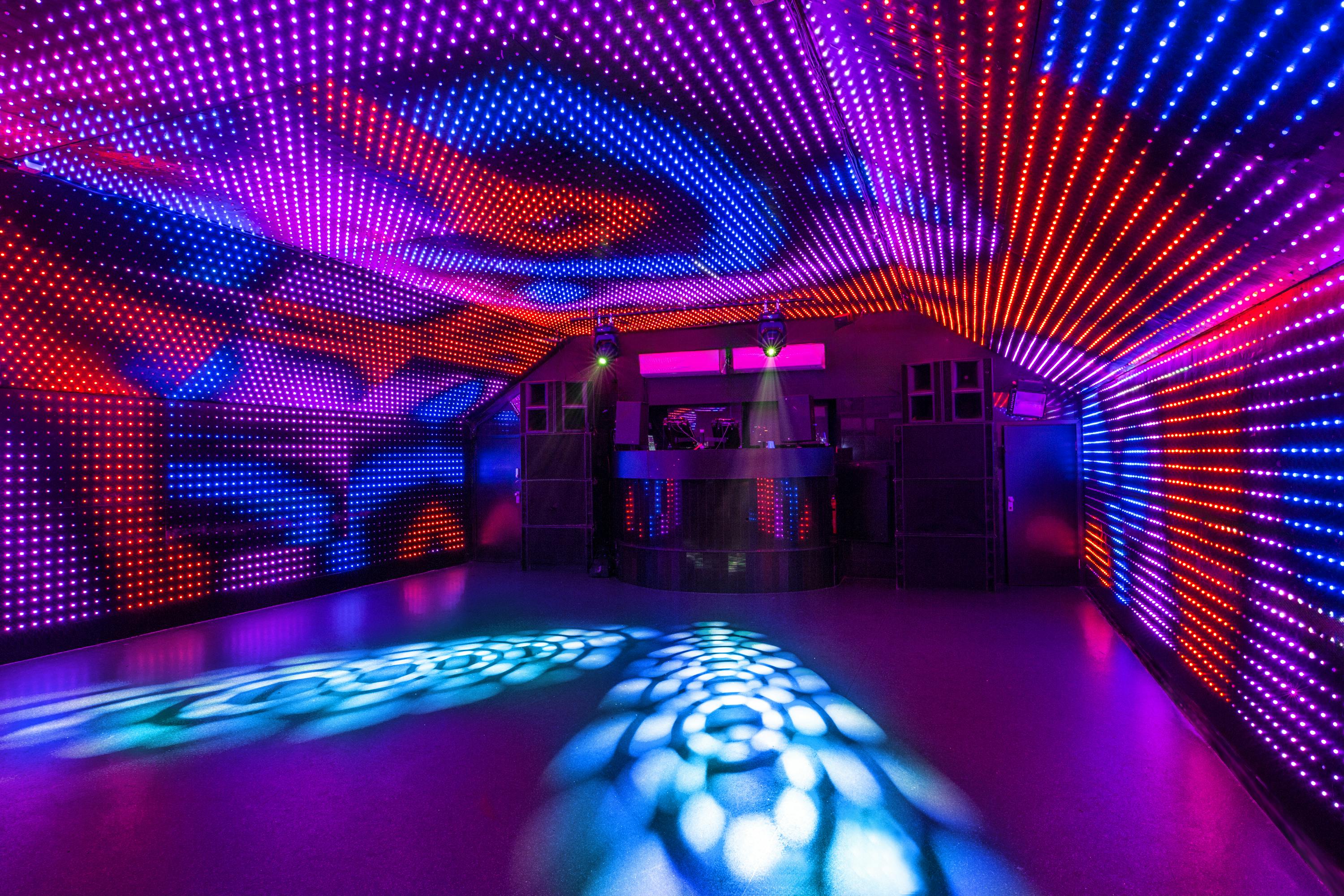 Vibrant Lightbox event space with dynamic LED lighting in Vauxhall Arches.