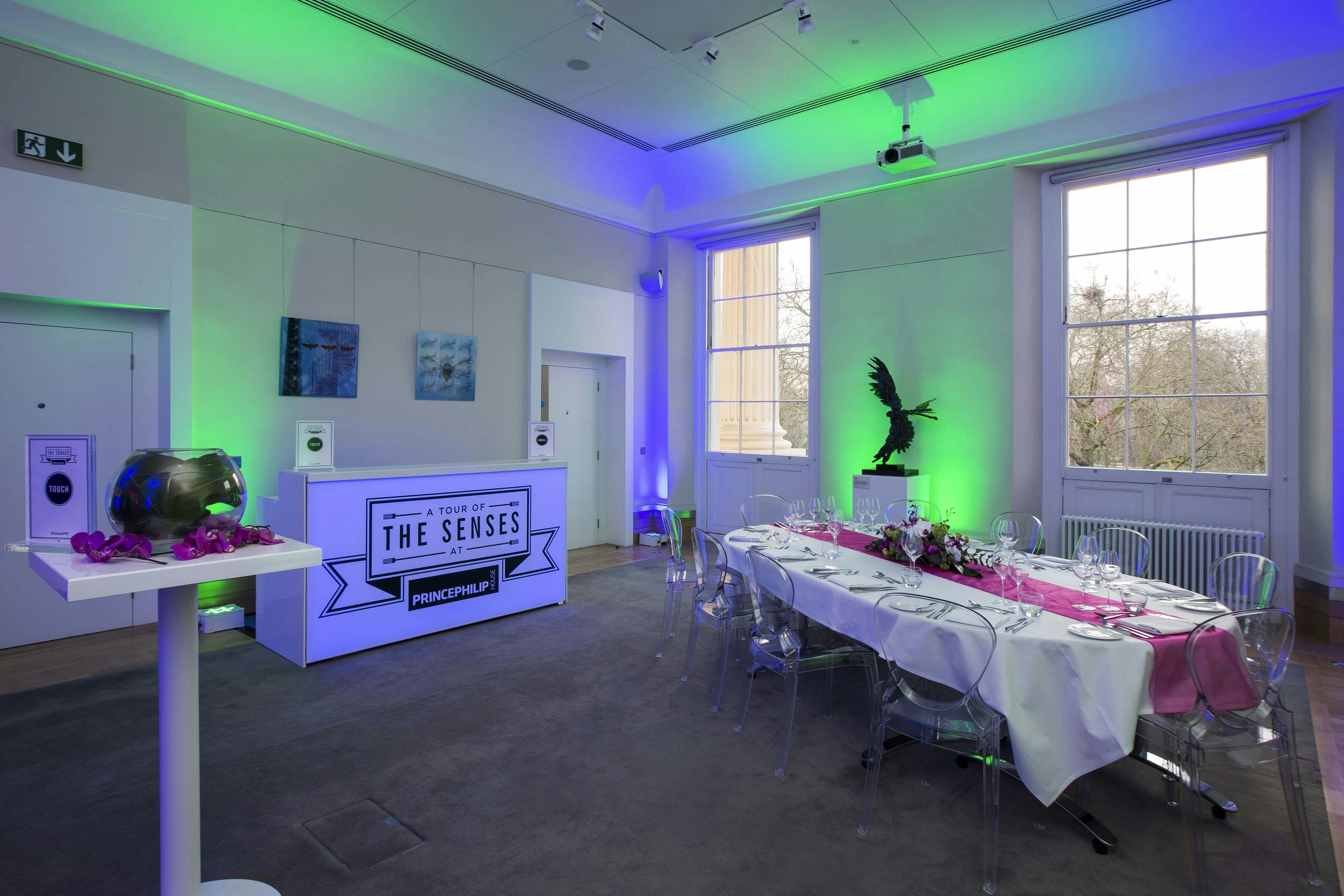 Stylish event space at National Grid with modern decor for corporate gatherings.