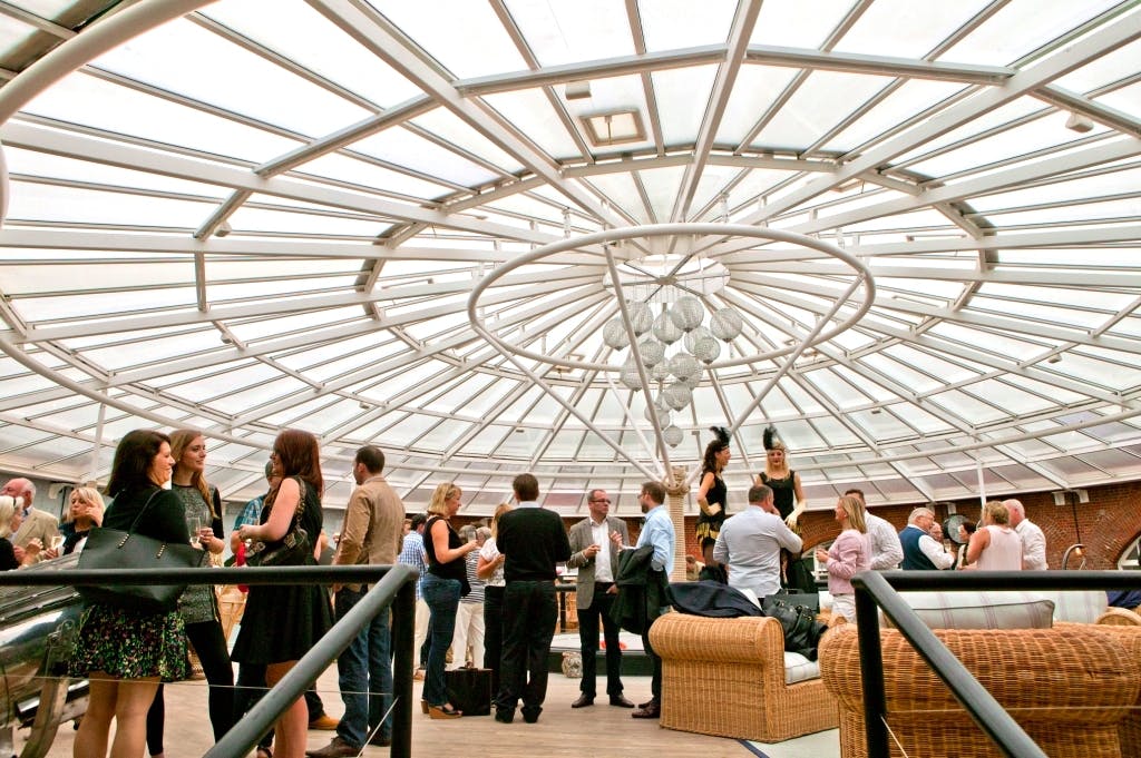 Vibrant networking event in Central Atrium, No Man's Fort, ideal for corporate gatherings.