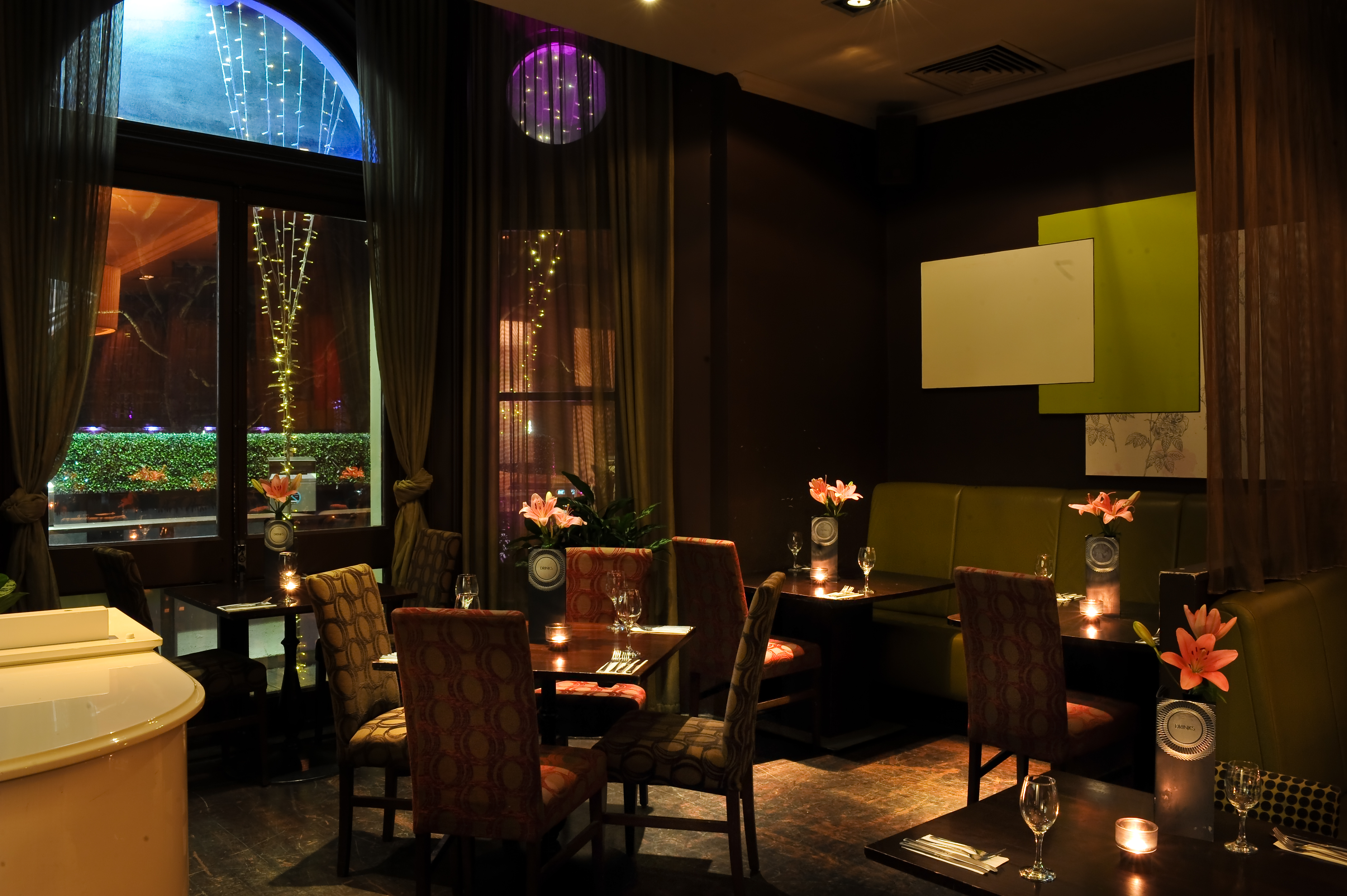 Elegant Ruby Blue restaurant dining space for intimate gatherings and corporate events. - Banner