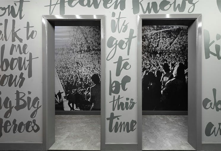 Whole Venue hallway at Manchester Arena with bold text, ideal for events and meetings.