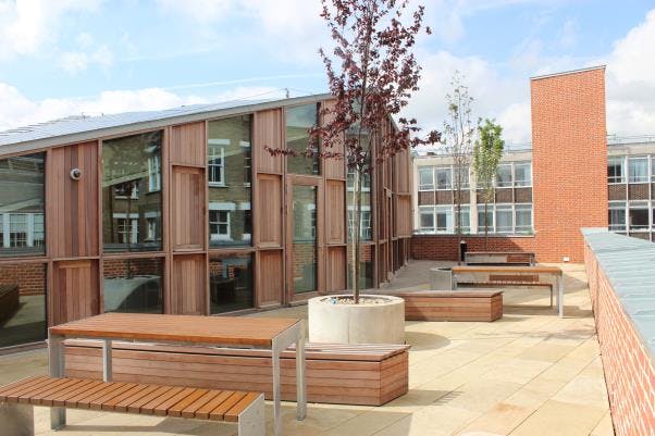 Outdoor seating at The Weston Bar, ideal for networking events and casual meetings.