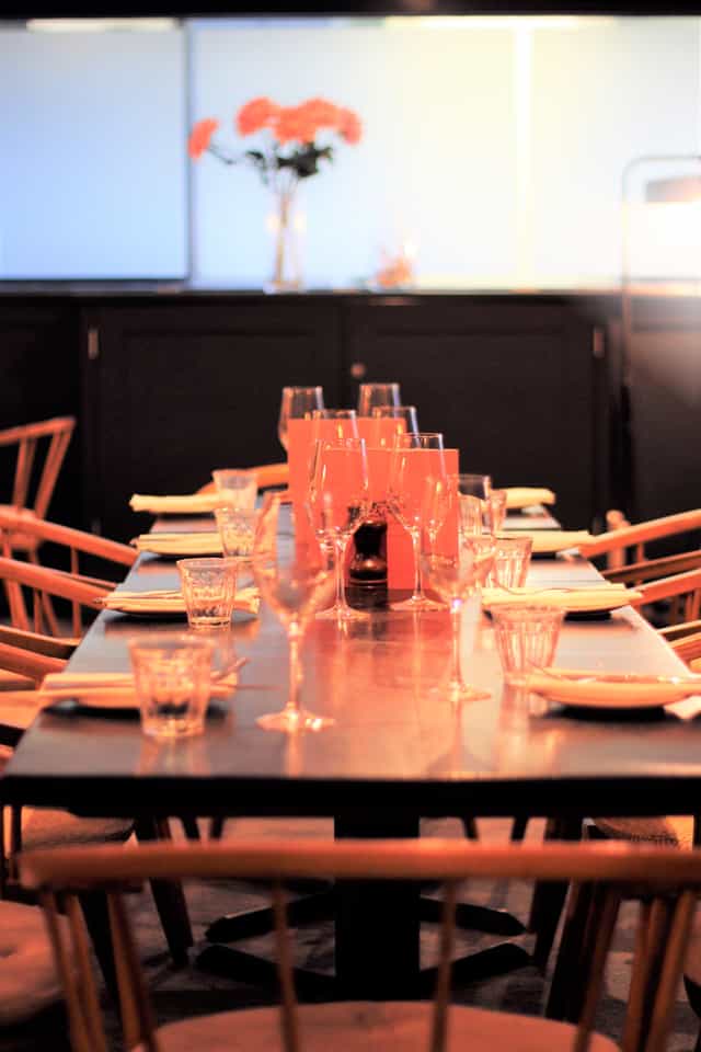 Semi-private Mezzanine dining table at Brasserie Blanc, ideal for corporate events and gatherings.