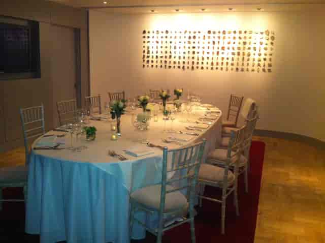 Elegant round table setup in Terrace Boardroom, perfect for corporate events and meetings.