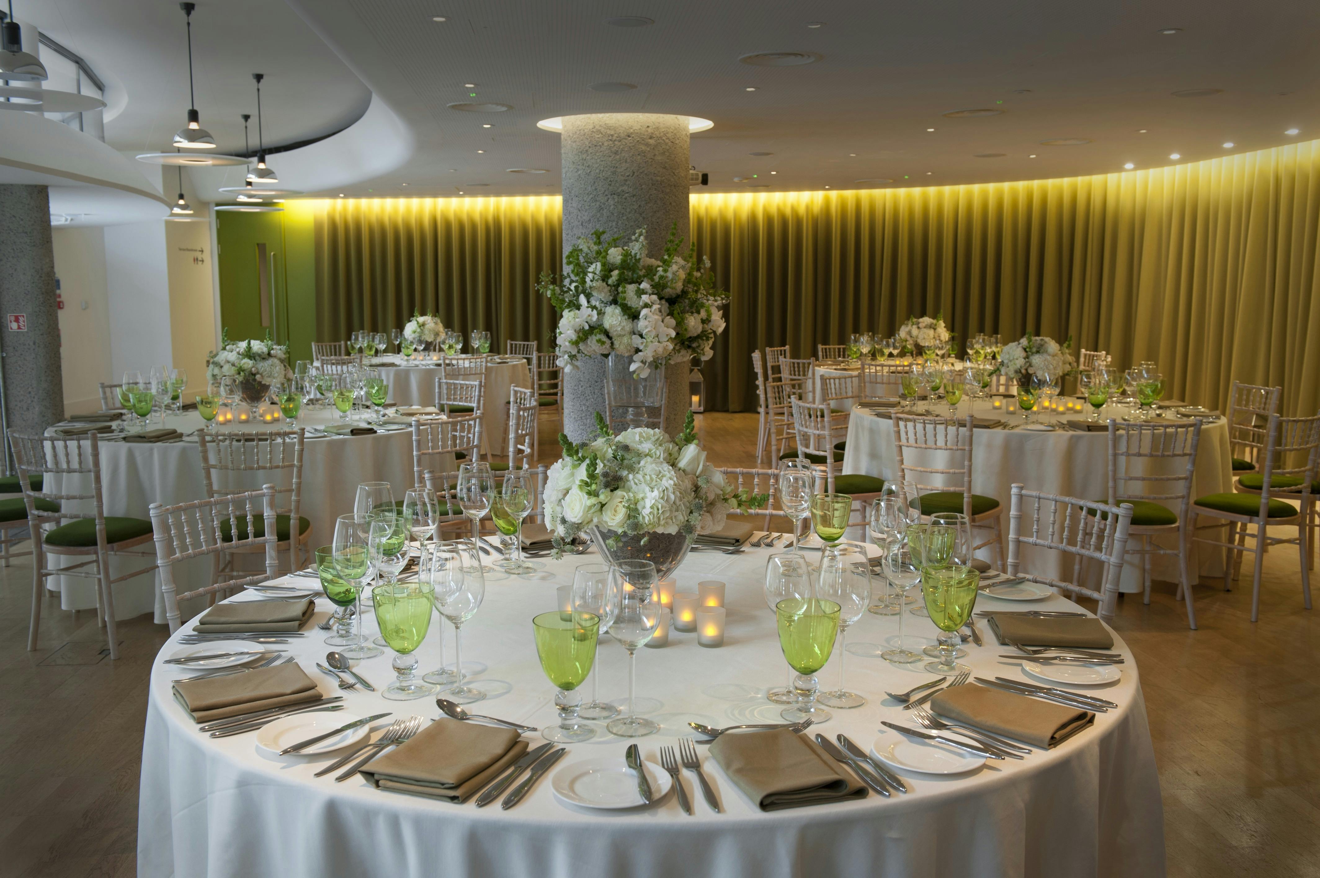 Elegant event space in Terrace Gallery, London, ideal for weddings and corporate gatherings.