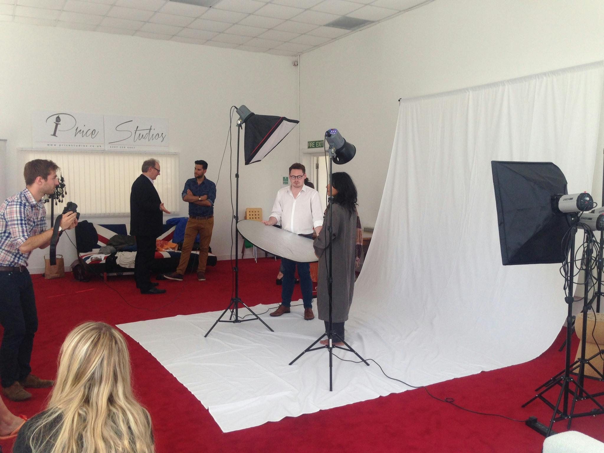 Professional photoshoot setup in Studio 2 with dynamic lighting for event production.
